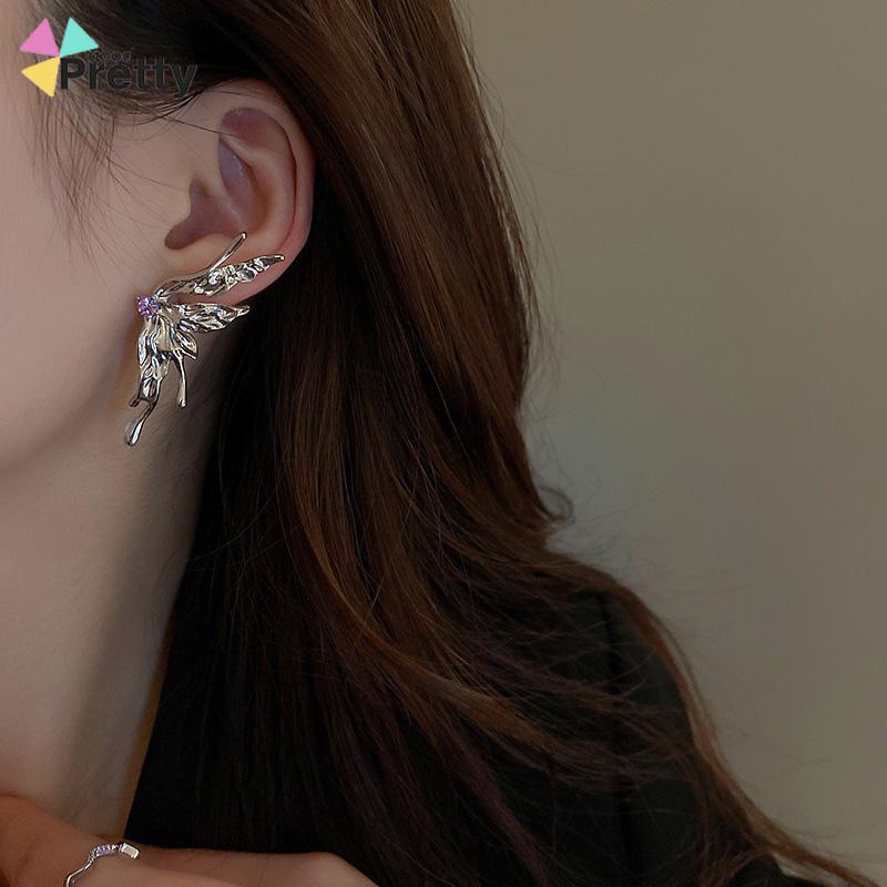 Anting Kupu-kupu Desain Zirkon Butterfly Anting Vintage Korea Gaya Untuk Wanita - PD