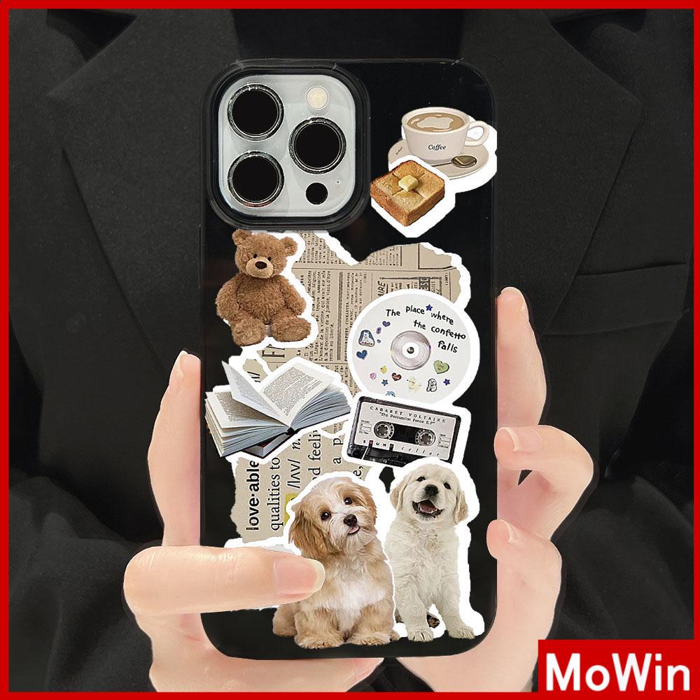 For iPhone 14 Pro Max iPhone Case Black Glossy TPU Soft Case Shockproof Protection Camera Cute Bear Puppy Compatible with iPhone 13 Pro max 12 Pro Max 11 xr xs max 7Plus 8Plus