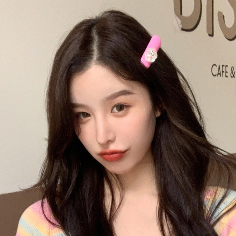 Jepit Rambut Pink Perempuan Poni Samping Lucu Patah Jepit Rambut Sebuah Kata Sandwich2023Kartu Baru Hiasan Kepala