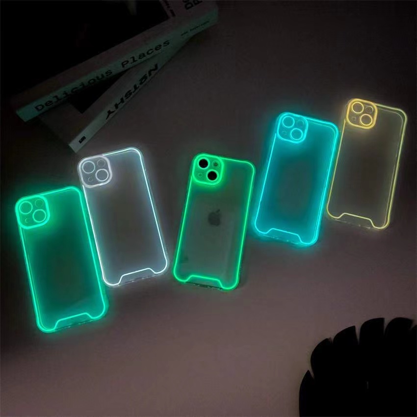 IPHONE Lampu Malam Luminous Silicone Phone Case Kompatibel Untuk Iphone14 13 12 11 Pro Max XR X XS 14 Plus Shockproof Case Cover