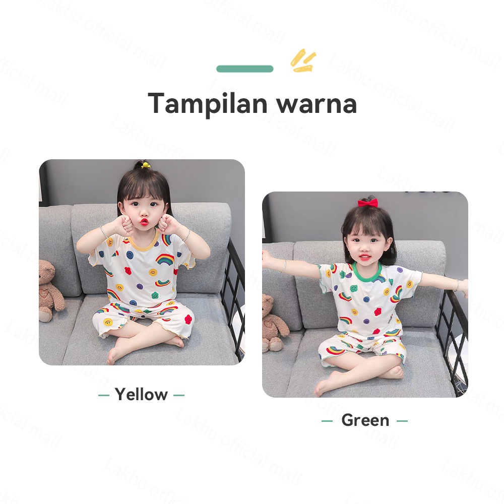 Lakhu Piyama Rainbow Rib Lucu Anak Perempuan/ Piyama Anak/ Bayi Perempuan Baju Tidur