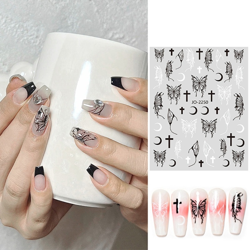 Siy 6lembar Stiker Kupu-Kupu Cair Butterfly Nail Art Stiker Kuku Decals Manicure Aksesoris DIY Dekorasi Kuku