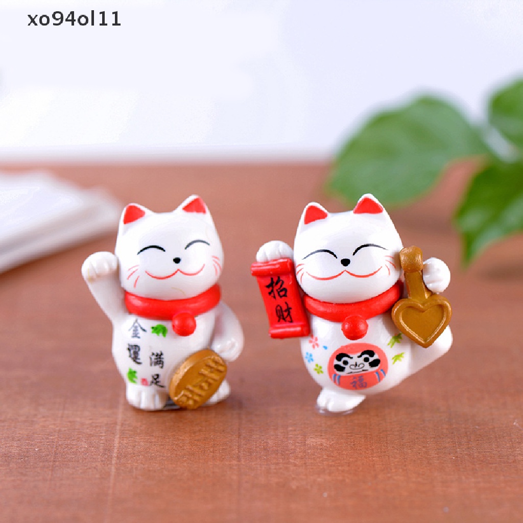 Xo Senyum Beruntung Uang Kucing Mini Patung Figurine Kerajinan Ornamen Miniatur Dekorasi Rumah OL