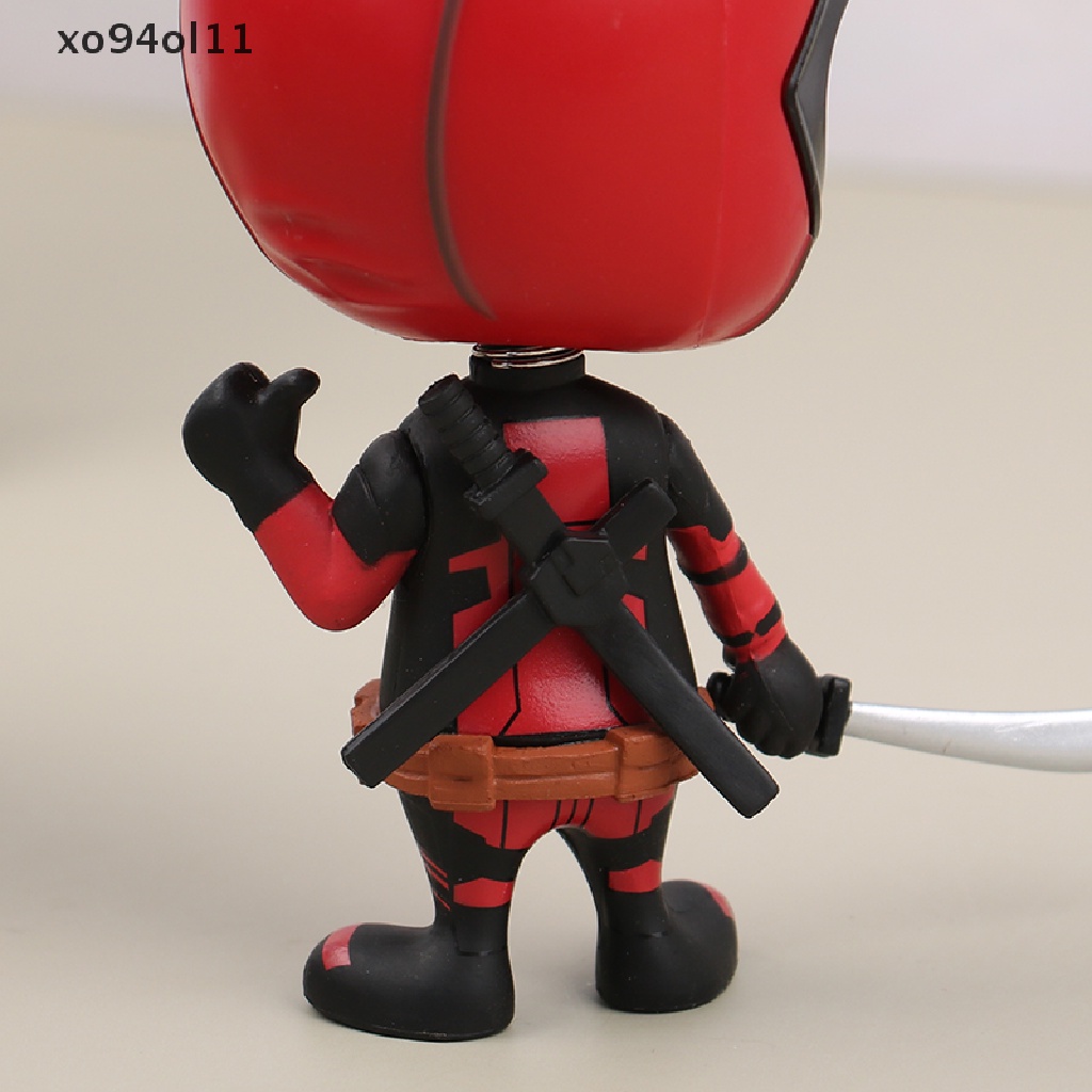 HOT TOYS Xo Marvel Anime Hot Mainan Cosbaby Deadpool Mini PVC Mini Action Figure Qversion Model Koleksisuper Hero Mainan Bobble Kepala Boneka Mobil Dekorasi Aksesoris OL