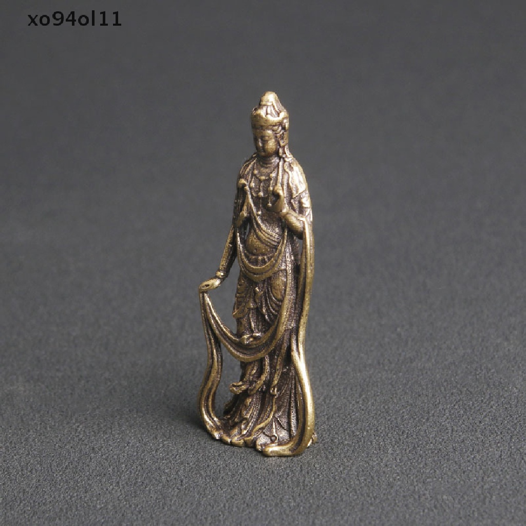 Xo Baru Koleksi Cina Kuningan Diukir Kwan-Yin Guan Yin Buddha Indah Patung OL