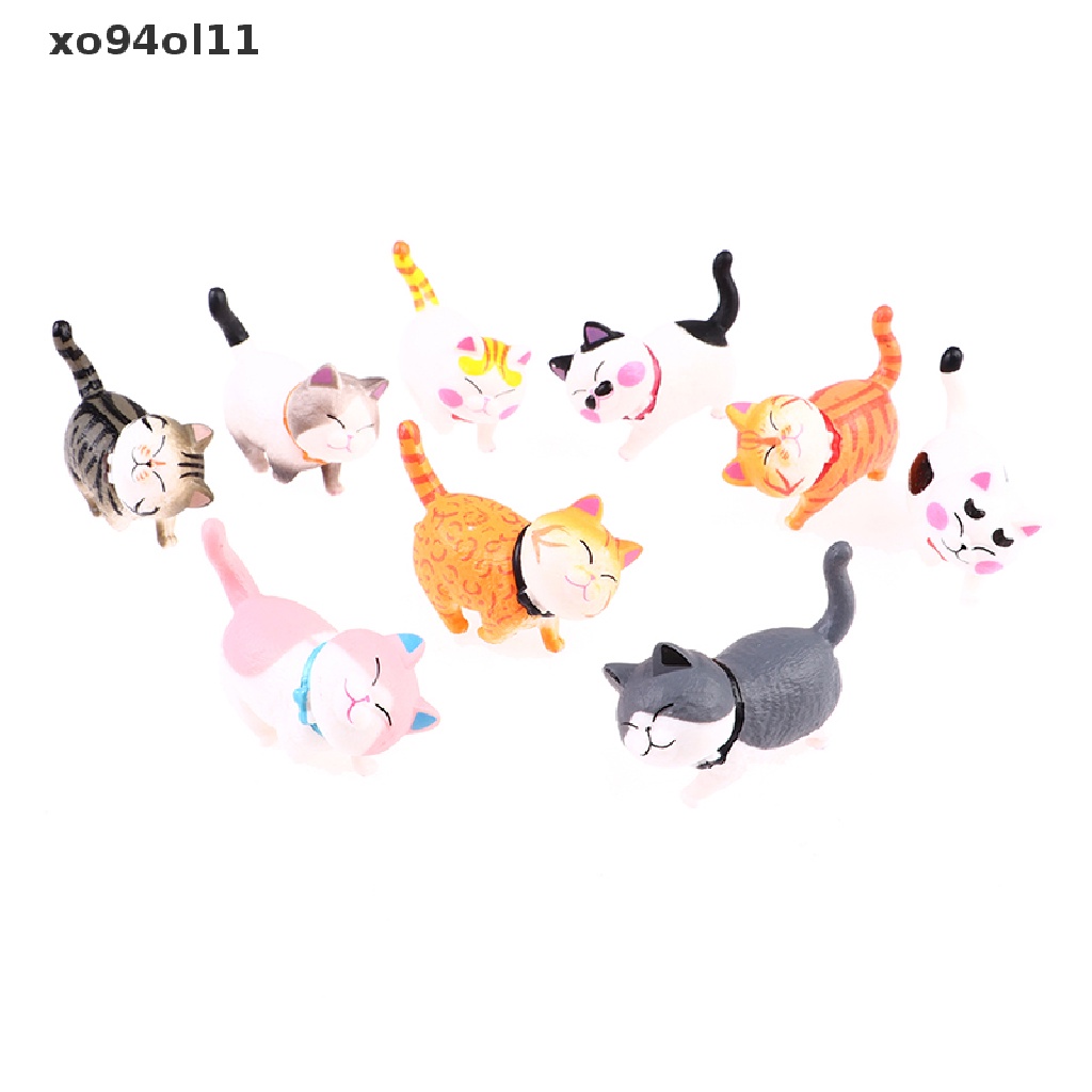 Xo 9pcs/set 5cm Mainan Figure Kucing Lucu Buatan Miniatur Patung Dekorasi Rumah OL