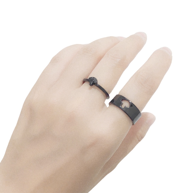 Lucu Jamur Pasangan Cincin Untuk Wanita Pria Trendi Vintage Terbuka Cincin Set Pertunangan Pesta Pernikahan Perhiasan Hadiah Punk Hip Hop