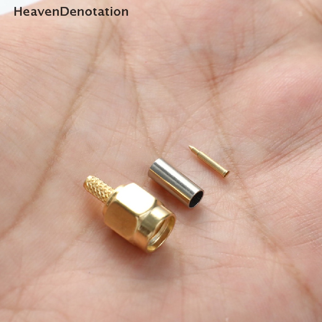 [HeavenDenotation] 10pcs SMA Male Plug crimp Untuk RG174 RG316 RG178 RG179 LMR100 Kabel Konektor RF HDV