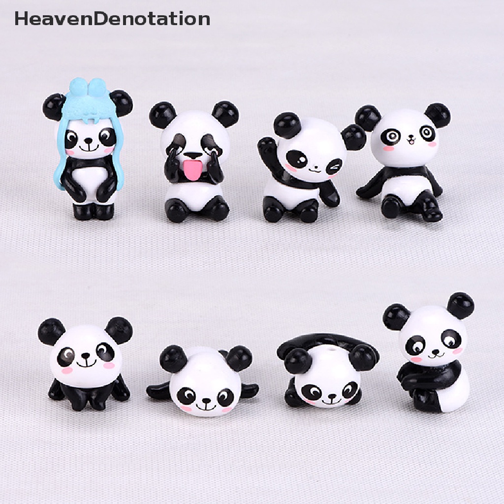 [HeavenDenotation] 1pc Patung Kartun Panda Lucu Pemandangan Taman Peri Miniatur Dekorasi Model HDV