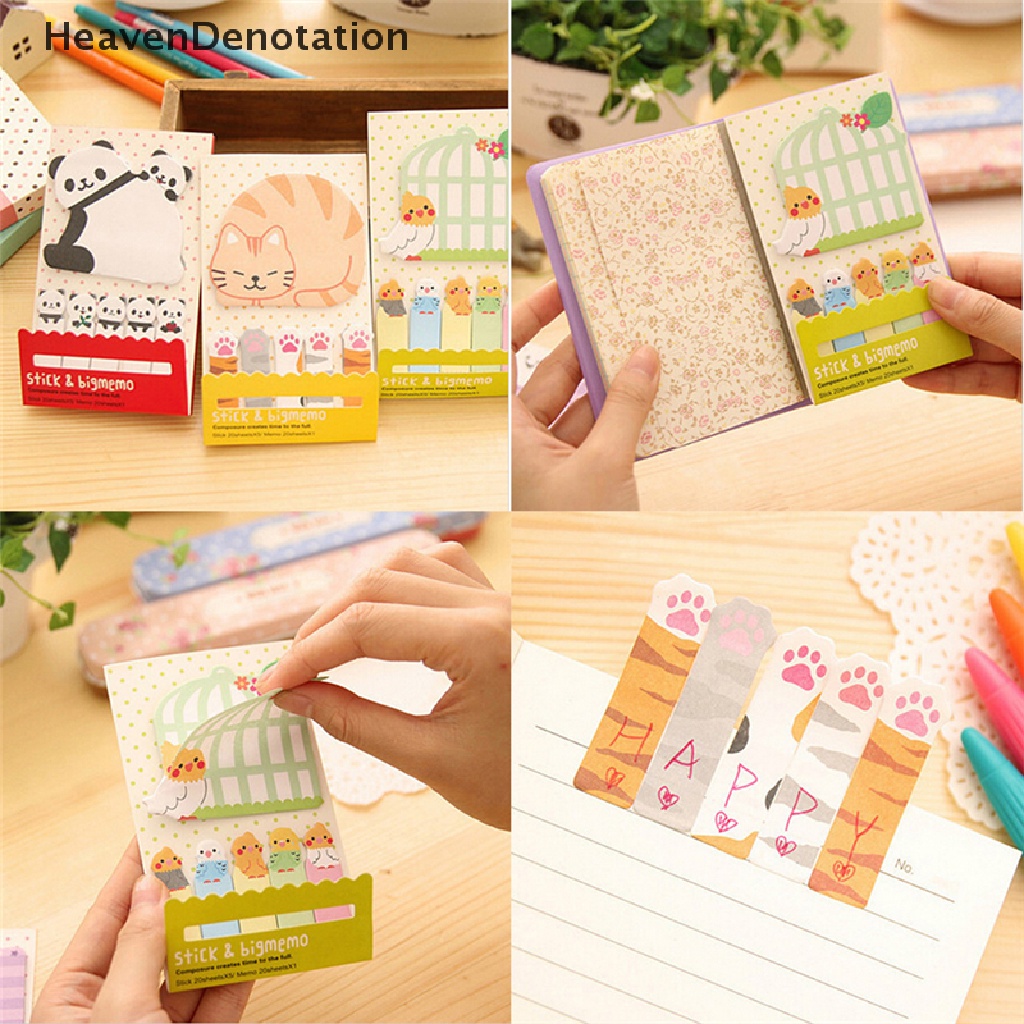 [HeavenDenotation] Animal Cat Panda Cute Kawaii Memo Sticky Notes Planner Stiker Kertas Bookmark HDV