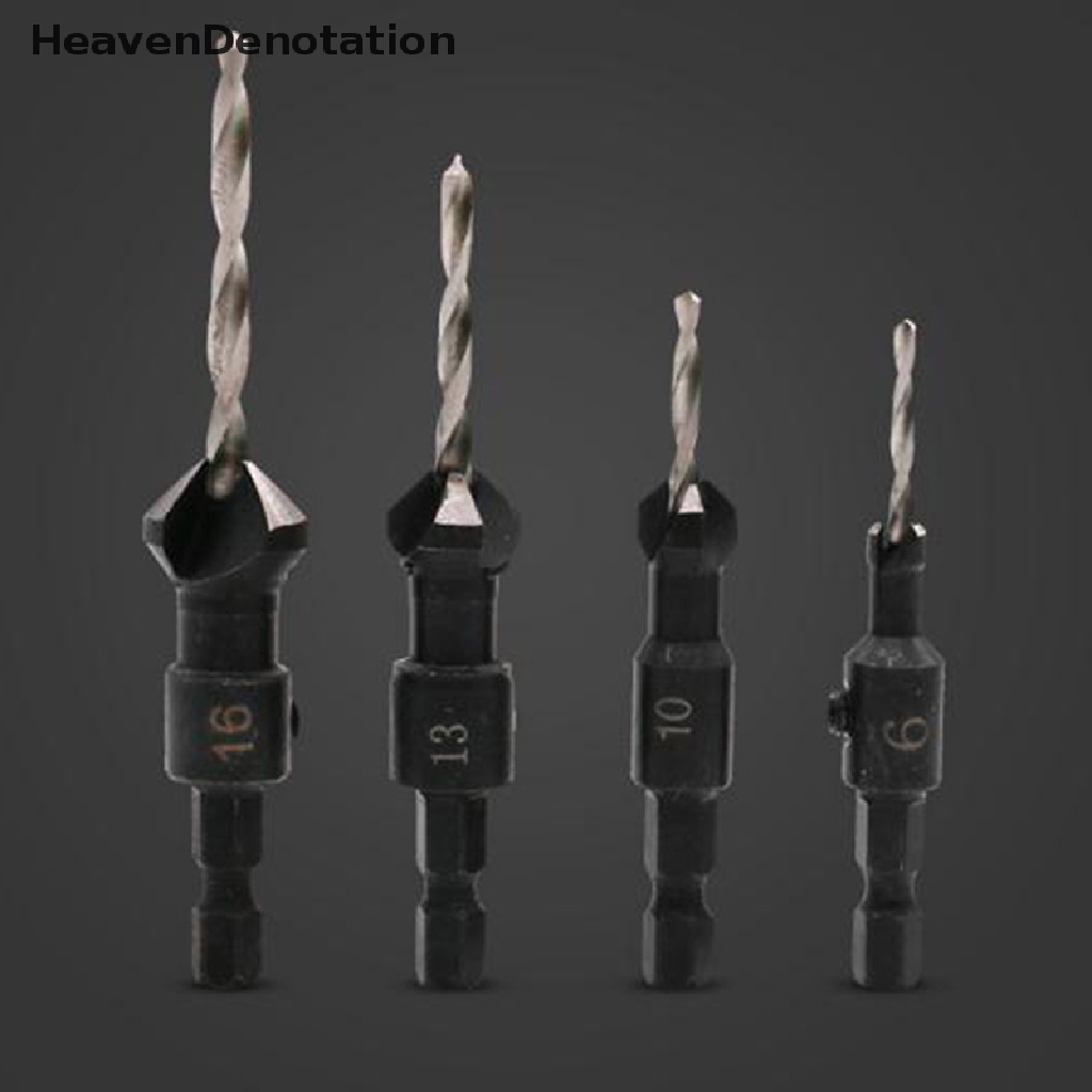 [HeavenDenotation] 4pcs 3.5/4.5/4.5mm Hex Quick Change Shank Countersink Tapered Drill Bits HDV