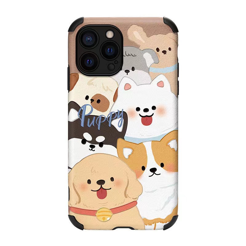 Leather So Cute Puppy Dog Soft Case iP iPhone 6S 7 8 Plus SE 2020 X XR XS Max 11 12 13 14 Pro Max 14 Plus 12 13 Mini Phone Case Men Man