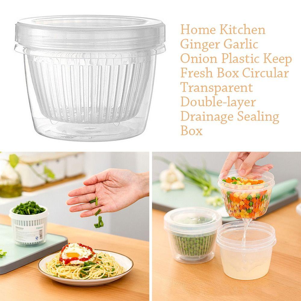 R-FLOWER Keep Fresh Box Portable Plastik Double-layer Drainase Organizer Dapur