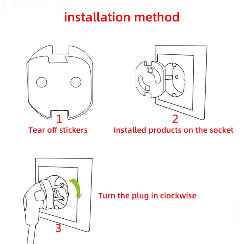 Stop Kontak Listrik EU Power Socket Bulat 2lubang Praktis Baby Safety Guard Protection Anti Colokan Shock Listrik Pelindung Cover Plastik Kunci Pengaman