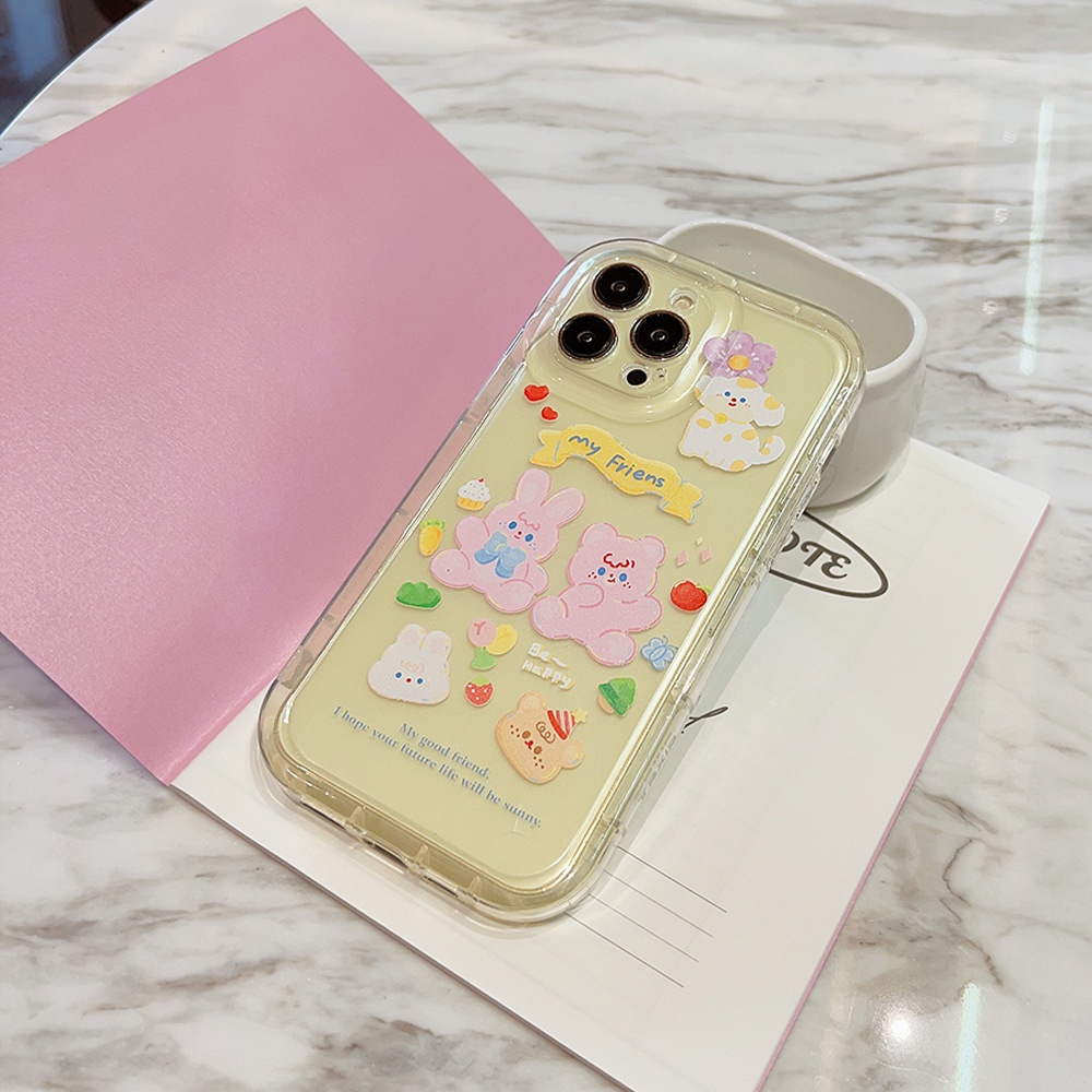 IPHONE Ins Casing Silikon Kartun Kelinci Lucu Untuk Iphone14 11 12 13 PRO MAX Casing Cover Pelindung AT0251