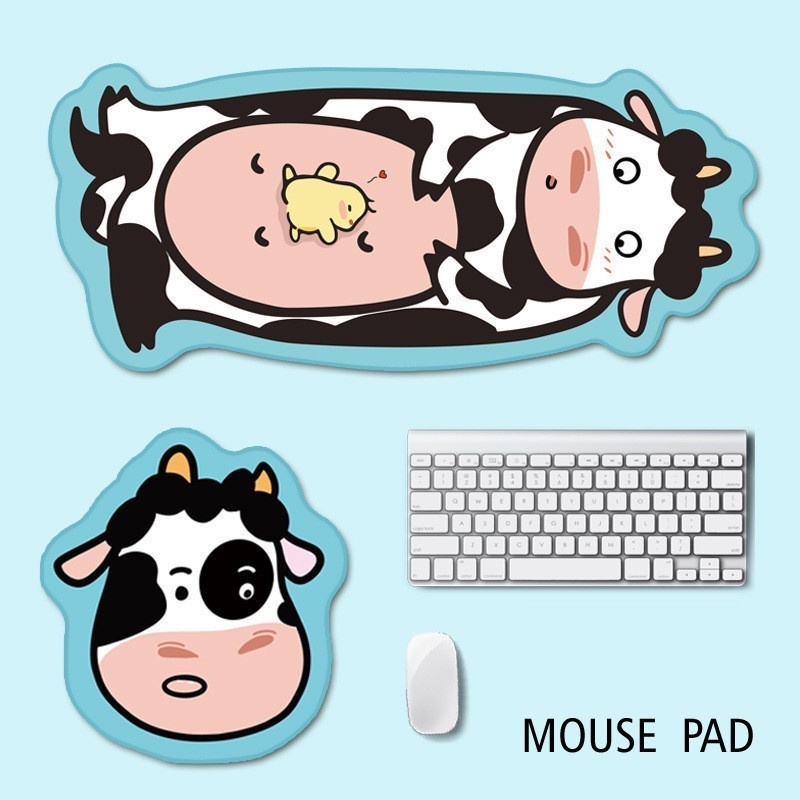 Alas Tikus Keluarga Bunga Sapi Mouse Pad Flower Cow Mouse Pad Kartun Hewan Mouse Pad Oversized Mouse Pad