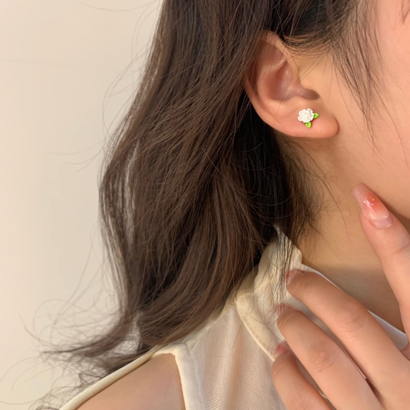 3pasang/set Anting Tusuk Motif Bunga Hijau Musim Panas925 Silver Needle Untuk Wanita