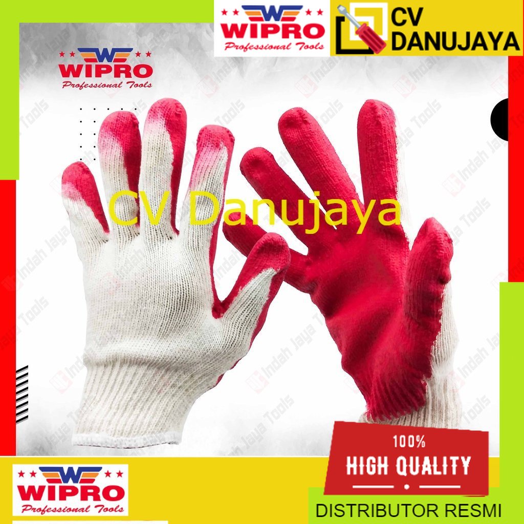 WIPRO Sarung Tangan Karet LATEX KOMBINASI Katun Heavy Duty Anti Slip