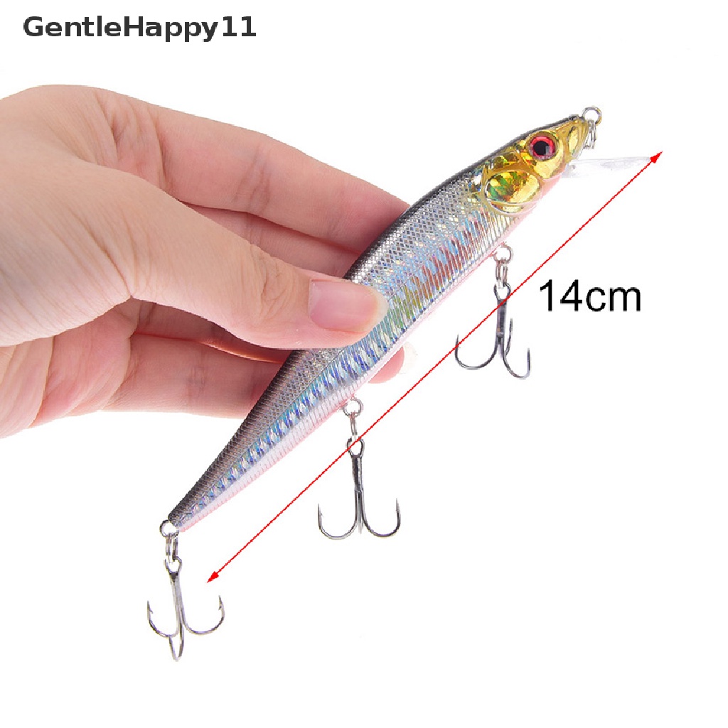 Gentlehappy 1pc 14cm/23g Ikan Kecil Umpan Pancing Plastik s Keras Umpan Pancing Kait  Id