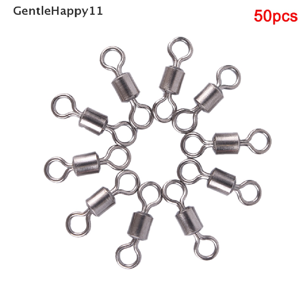 Gentlehappy 50PCS Fishing Barrel Bearing Rolling Swivel Solid Ring Lures Konektor 11ukuran  Id