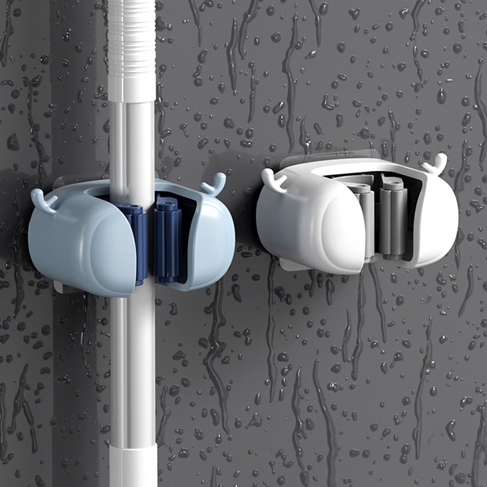 Multifungsi Mop Holder Dengan Kait Dipasang Di Dinding Gratis Punch Mop Sapu Klip Tanduk Kartun Hemat Ruang Kamar Mandi Rak Penyimpanan Perlengkapan Organizer Rumah Tangga