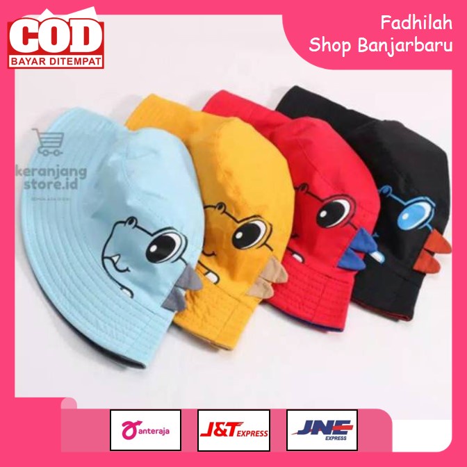 TOPI BUCKET ANAK LAKI-LAKI / PEREMPUAN GAMBAR KARTUN DINOSAURUS / BUCKET DINO | FADHILAH SHOP BJB