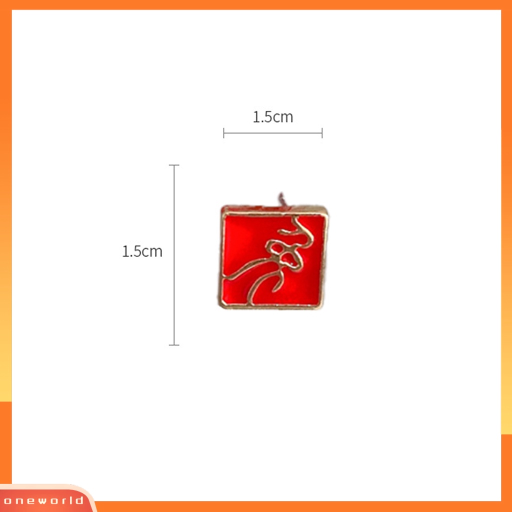 [EONE] 3pasang Anting Wanita Anting Telinga Merah Manis Dekorasi Gaya China Kartun Kelinci Anting Tusuk Untuk Pacaran
