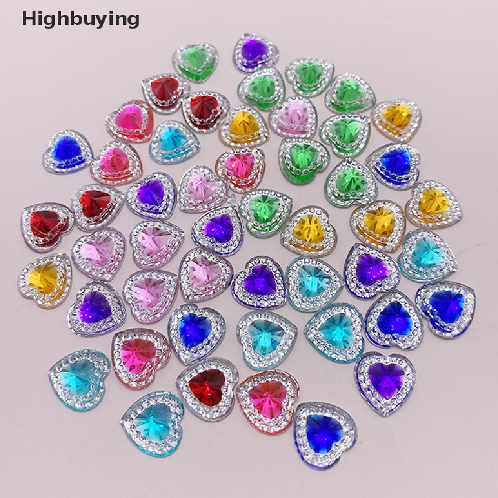 Hbid 50pcs 12mm Hot Selling Berbentuk Hati Bor Resin Warna DIY Handmade Aksesoris Rambut Anak Jepit Rambut Glory