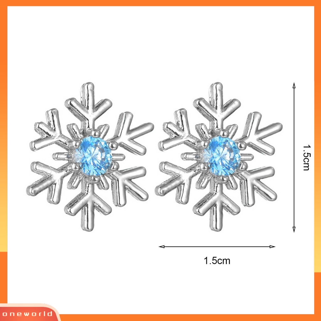 [EONE] 1pasang Ear Studs Elegan Geometris Mengkilap Berlian Imitasi Bertatahkan Berkilau Berdandan Hadiah Natal Wanita Snowflake Stud Earrings Perhiasan Pakaian Sehari-Hari