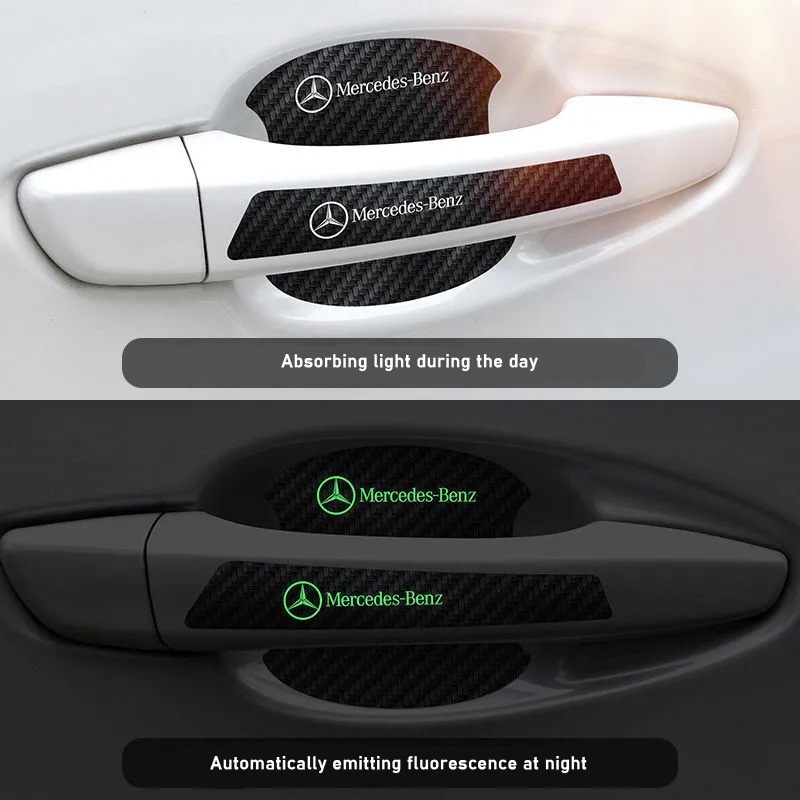 Stiker Gagang Pintu luminous Mobil Dengan Motif Serat Karbon anti Gores Stiker Pelindung Gagang Pintu Mobil Door bowl protection film Handle anti-Tabrakan str