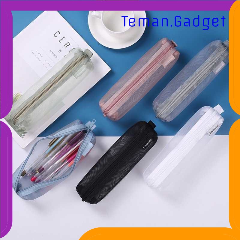 TG - ATK He chooses Tempat Pensil Jaring Simple Stationery Mesh Zipper Bag - 20HEC