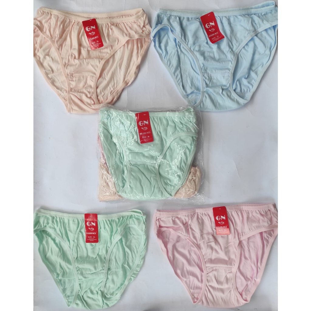 HW (12 pcs) Golden Nick Celana Dalam Wanita, Pakaian Dalam Wanita Dewasa 4 Warna - Size M, L, XL