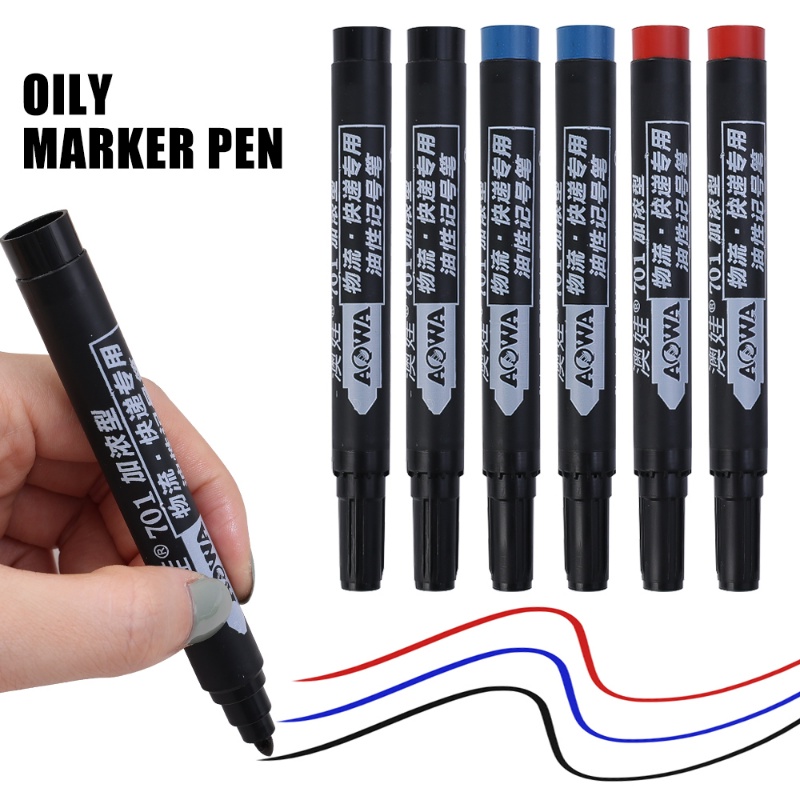 Pulpen Penanda Kapasitas Besar Multifungsi/Permanen Berminyak Tahan Air Hitam Biru Merah Cepat Kering Pena Tanda Tangan Perlengkapan Alat Tulis