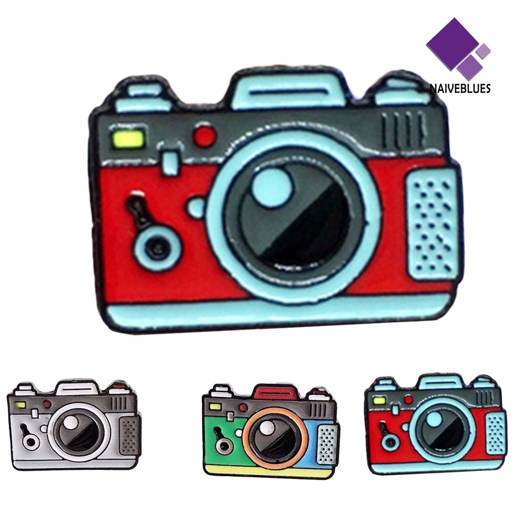 &lt; Naiveblues &gt; Pria Wanita Bentuk Kamera Enamel Bros Pin Jaket Tas Lencana