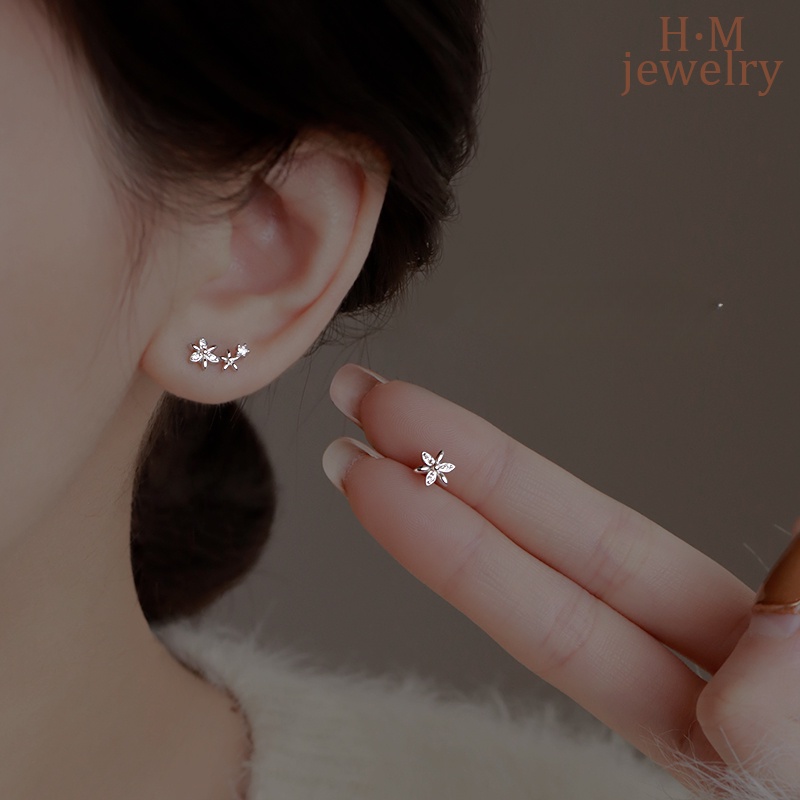 Anting Perak S925 Simple Bermutu Tinggi Asimetris Tidur Tidak Perlu Lepas Baru2023