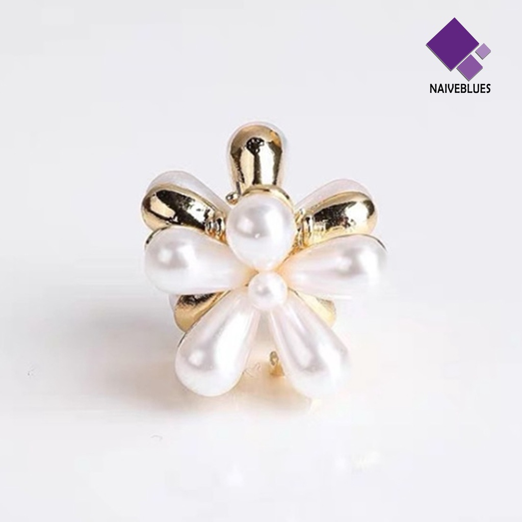&lt; Naiveblues &gt; Retro Manis Mutiara Imitasi Bunga Mini Wanita Klip Jepit Rambut Headpiece