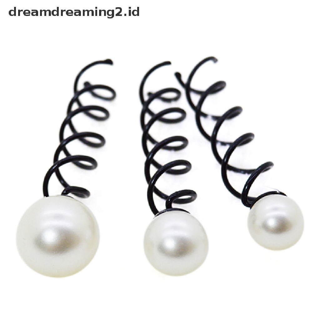 (dream) 3pcs Mutiara Hitam Spiral Spin Sekrup Bobby Pin Jepit Rambut Lady Twist Barrette Sexy//