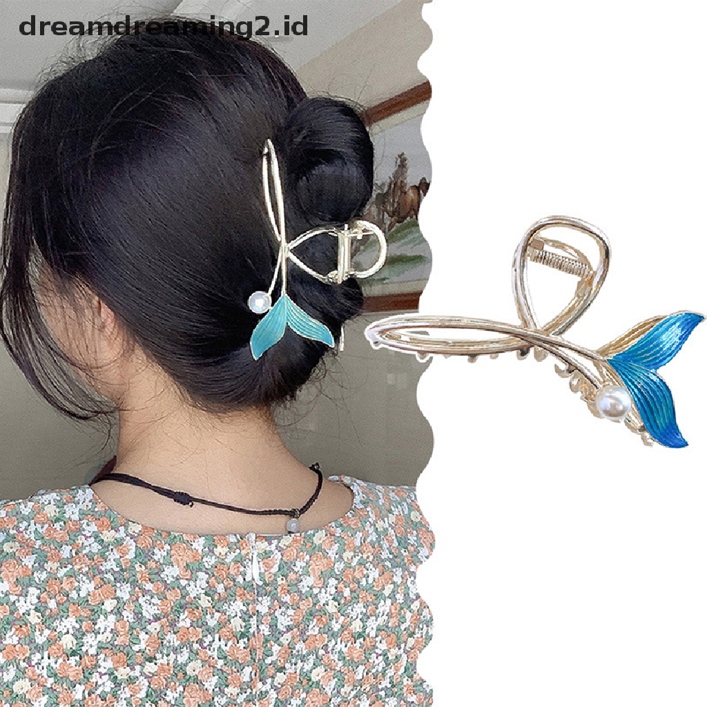 (dream) Klip Rambut Ekor Ikan Mutiara Biru Wanita Ponytail Klip Hiu Klip Hiasan Kepala Cewek//