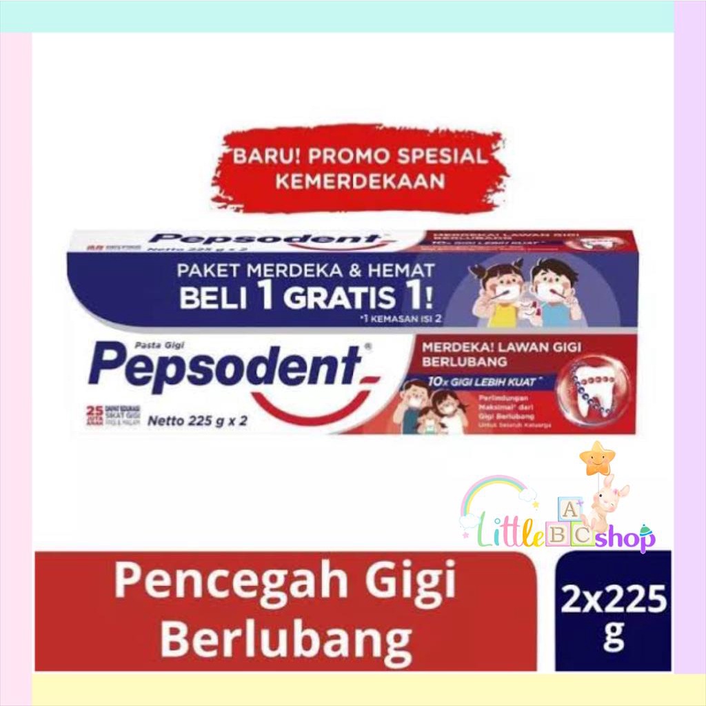 Pasta Gigi Pepsodent 225gr  Buy 1 Get 1 Free / Odol Pepsodent White