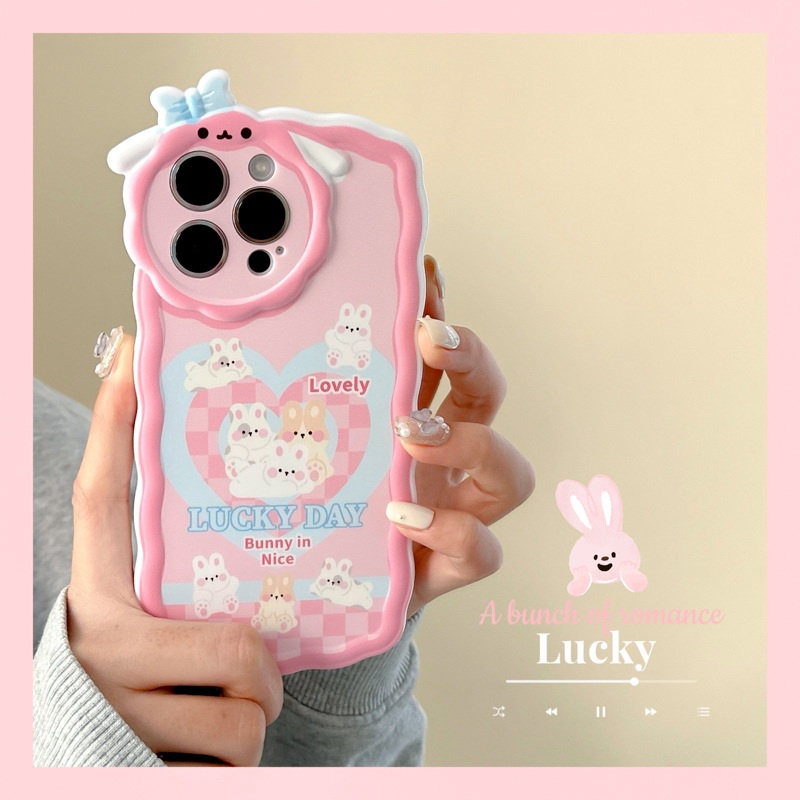 【Lamb Style】Lucky Day Bunny Soft TPU Case HP iP iPhone 11 12 13 14 Pro Max 7 8 + Plus SE 2020 X XS XR Max Girl Woman FTD Casing Apple