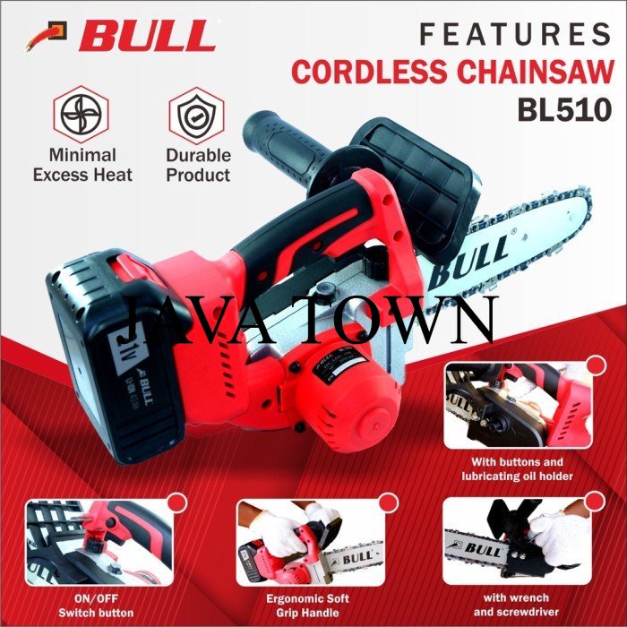 Sale Mesin Gergaji Rantai Baterai - BULL BL510 Cordless Chainsaw BL 510 10" VTY272
