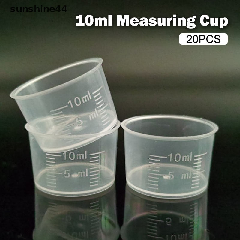 Sunshine 20Pcs 10ml Gelas Ukur Bening Sekali Pakai Cairan Volumetric Measurement Cup ID