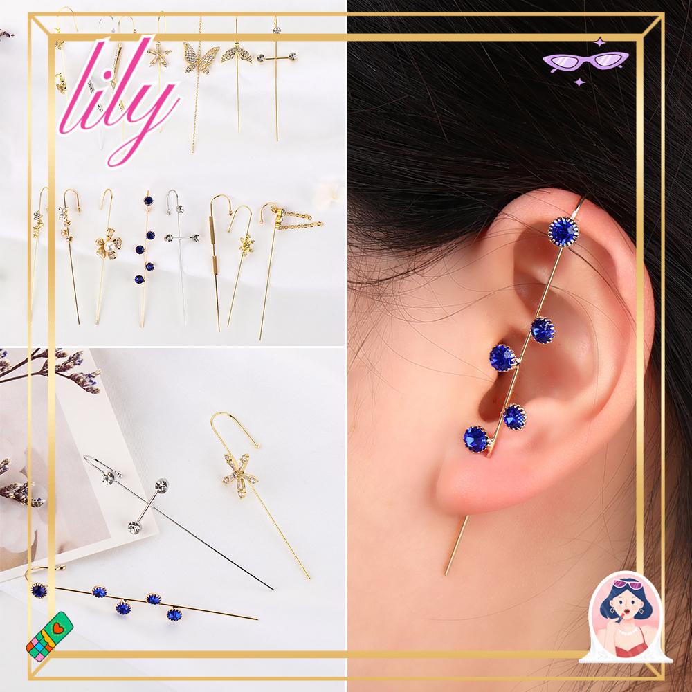 Lily Crawler Hook Anting Pernikahan Zirconia Petir Kristal Stud