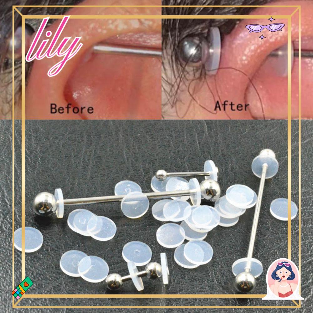 Lily Piercing Healing Silicone Discs Lumps Soft Gasket Spacers Disc Dengan Cincin Bulat Anti Melorot