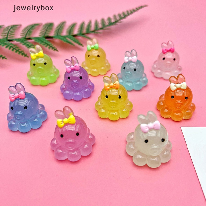 [jewelrybox] 2 Pcs Mini Bercahaya Gurita Gantungan Kunci Kartun Baru Resin Aksesoris Kreatif Lanskap Mikro Liontin Diy Pernak Pernik Butik