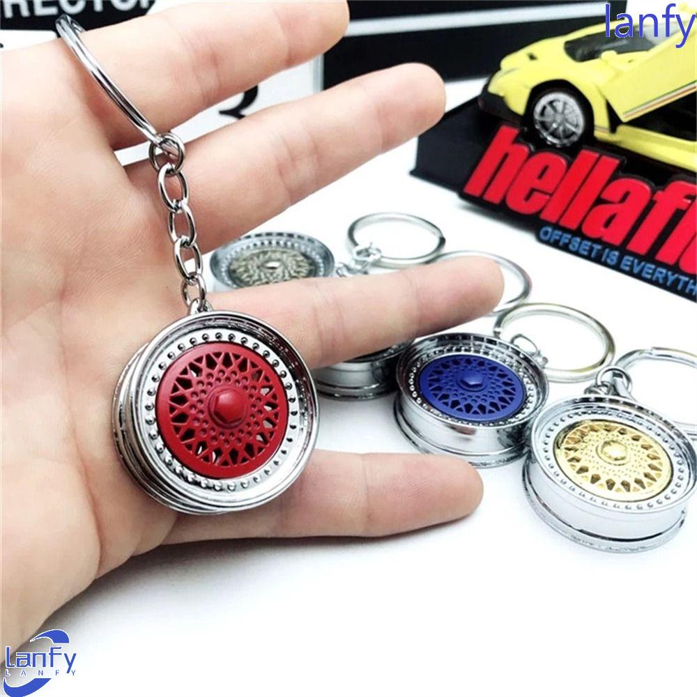 Lanfy Gantungan Kunci Roda Mobil Fasion Auto Part Miniatur 3D Keychain Rim Ban Roda Velg Model Wheel Rim Keyring