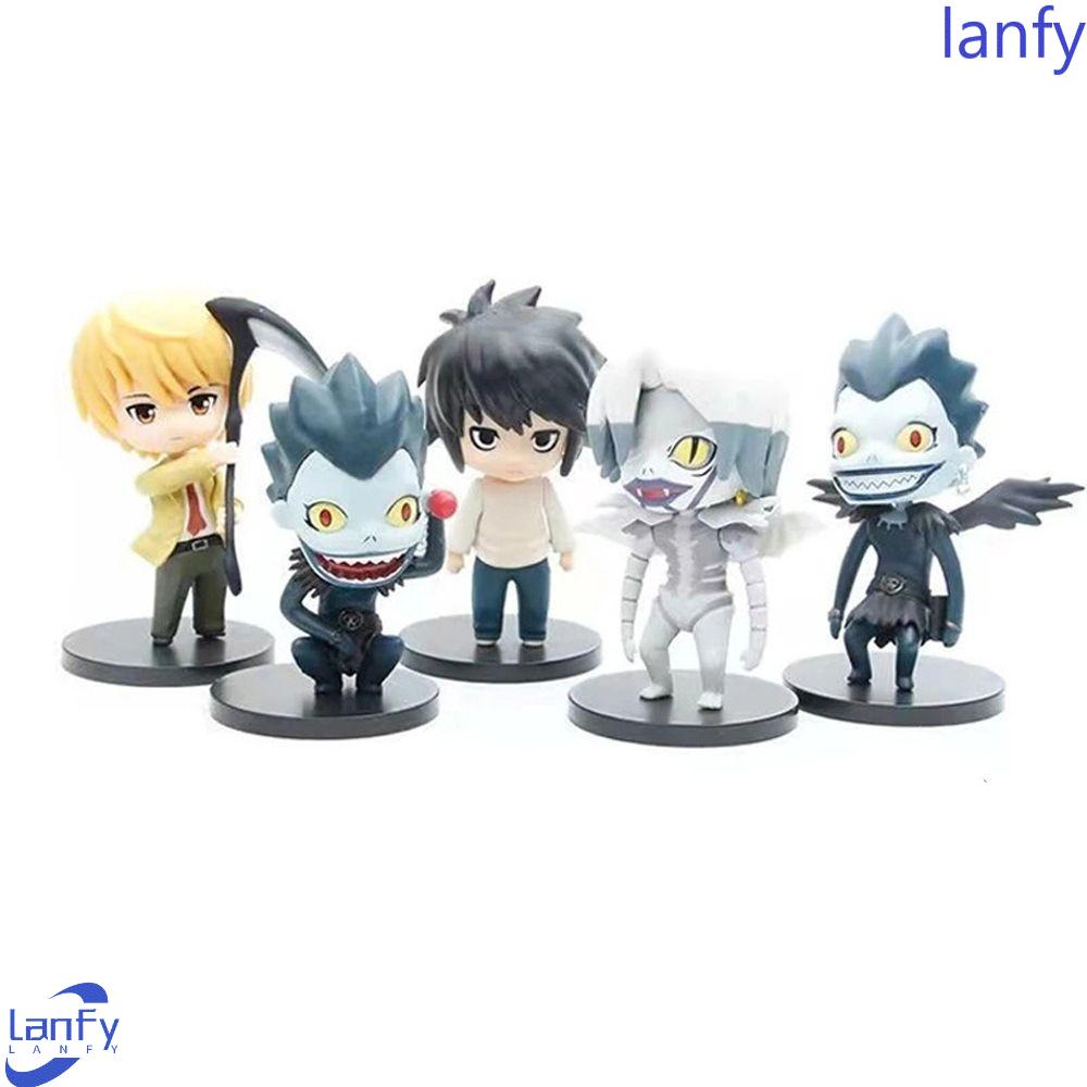 Lanfy 5pcs / set Mainan Action Figure Anime Saint Seiya Death Note Tsubasa Yugi Rem Ryuk Bahan PVC