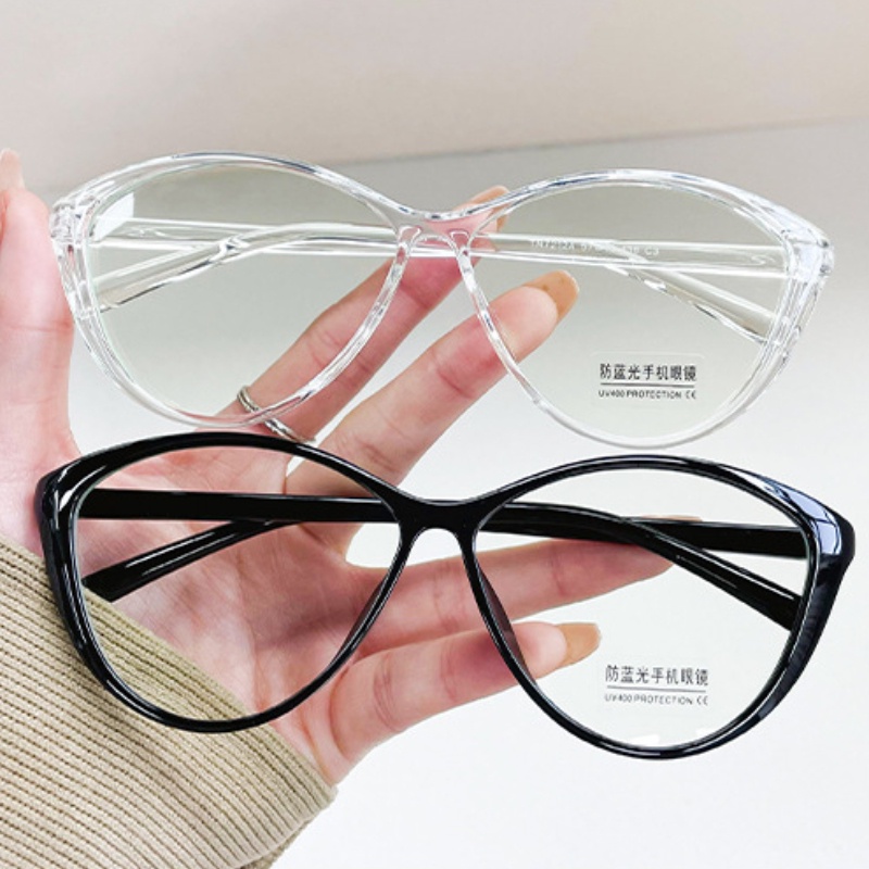 (YUZHU) Kacamata Oval Frame Cat Eye Anti Blue Light Untuk Wanita Vintage Fashion Ultra Light Candy Color Eyeglasses