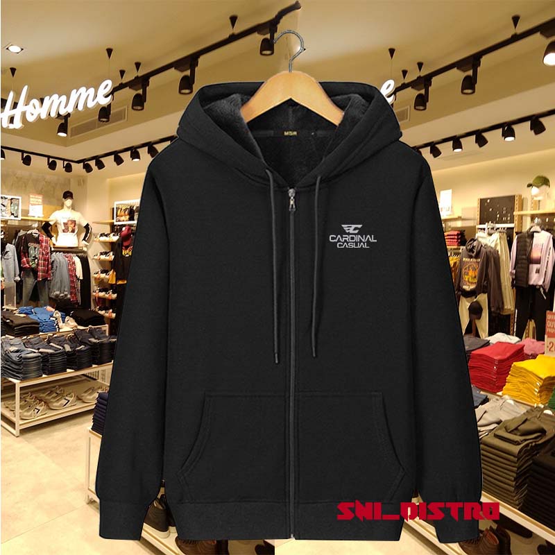 COD Jaket Hoodie Resleting Cardinal Casual Logo Silver Pria & Wanita Bahan Flece Non Lebel Premium Q