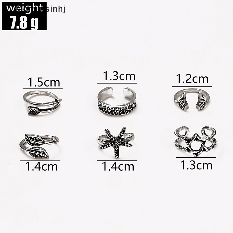 Mornin 6Pcs /Set Cincin Kaki Terbuka Adjustable Toe Rings Motif Gelombang Alloy Ring Adjustable Rings Set Untuk Wanita Perhiasan Kaki Pantai id